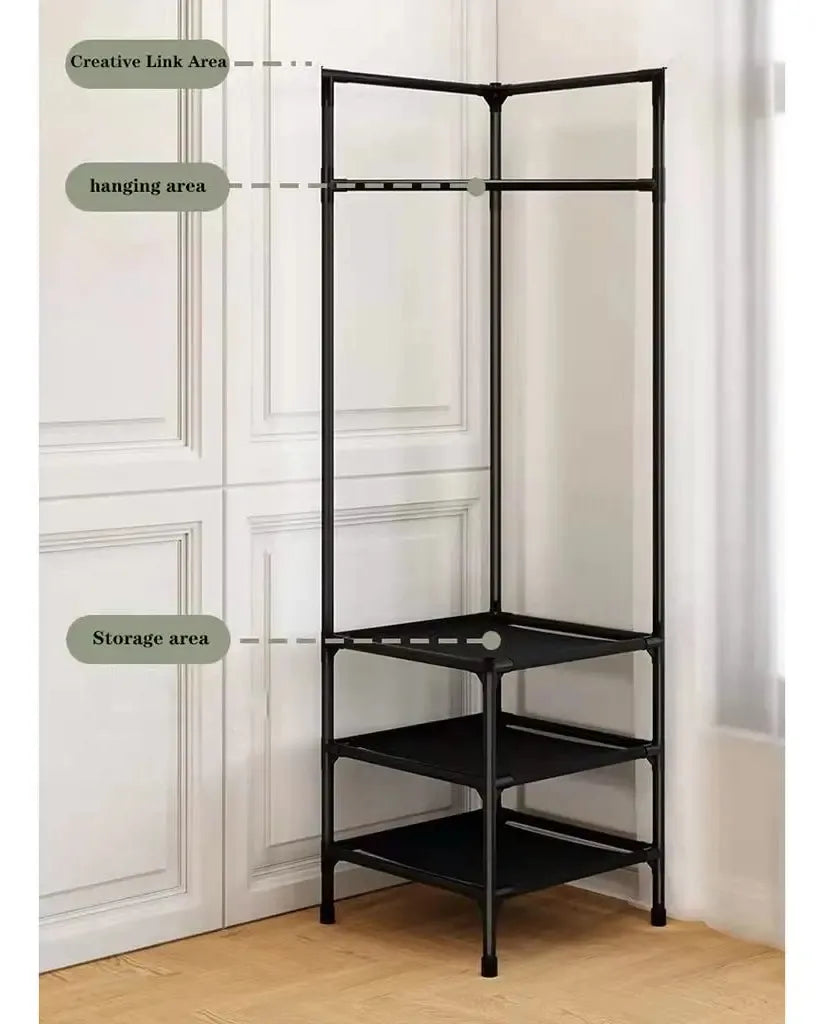 Basik Estante Perchero Triangular Esquinero Organizador Ropa Negro 4 Ganchos