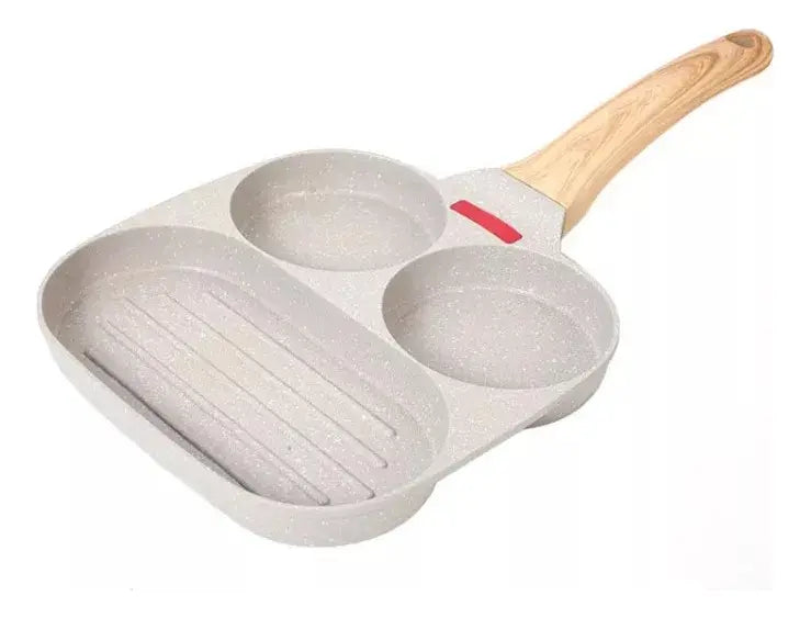 Sartén Antiadherente Multiusos 3 Puestos Plancha Para Asar Gris