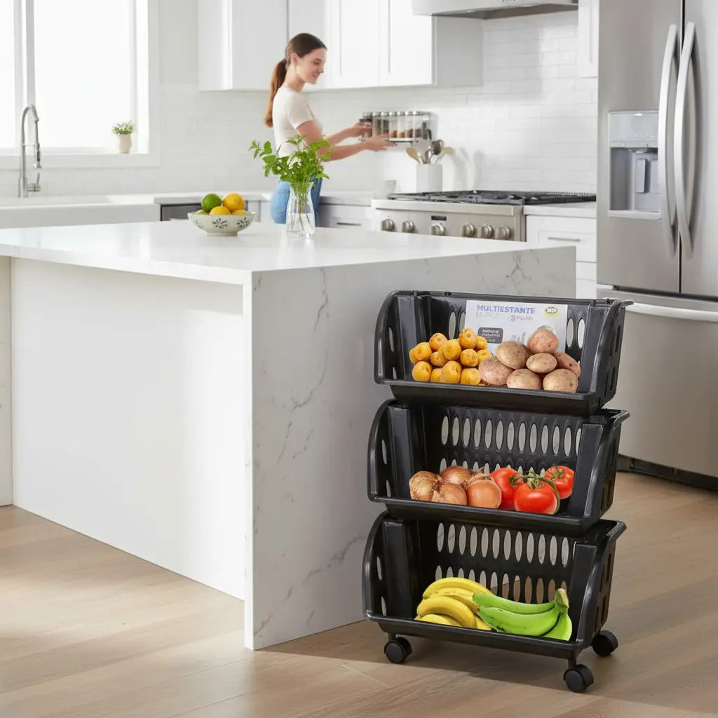 Novedades Plasticas Multiestante Elipse 3 Niveles con Ruedas Organizador