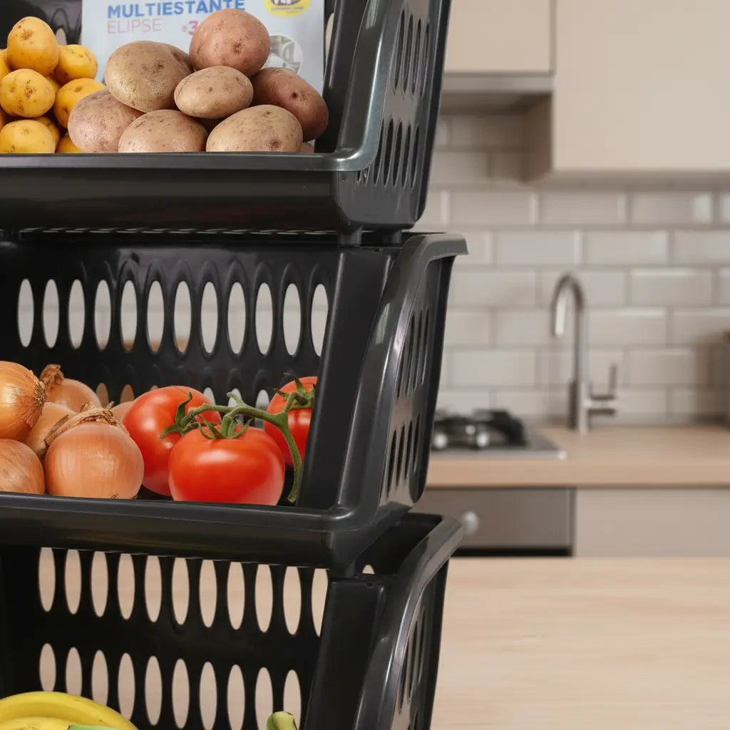 Novedades Plasticas Multiestante Elipse 3 Niveles con Ruedas Organizador