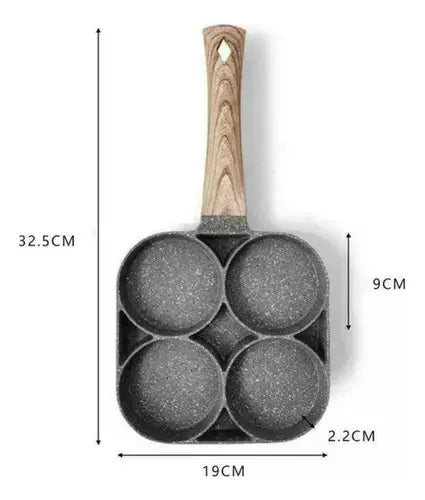 Sartén Antiadherente Multiusos 3 Puestos Plancha Para Asar Gris