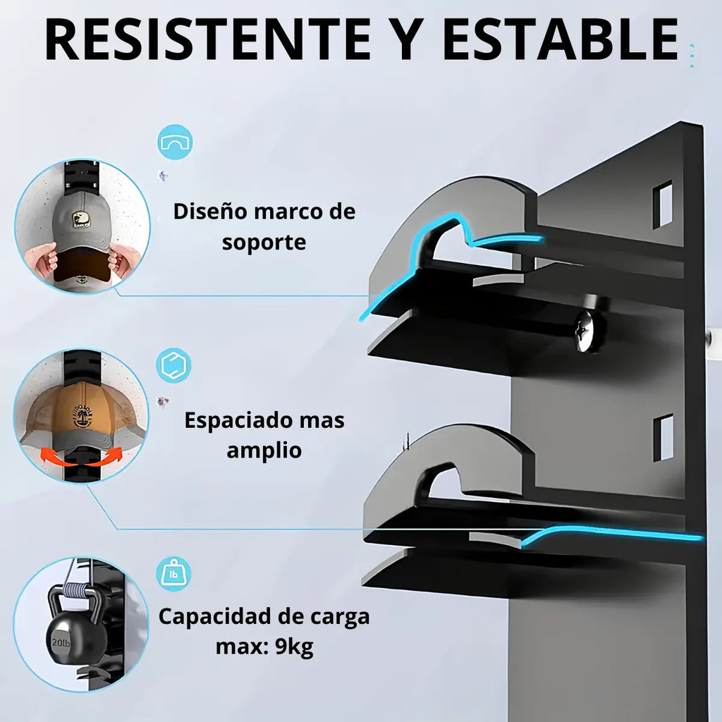 Organizador de Gorras y Cachuchas para Pared con 10 Ganchos