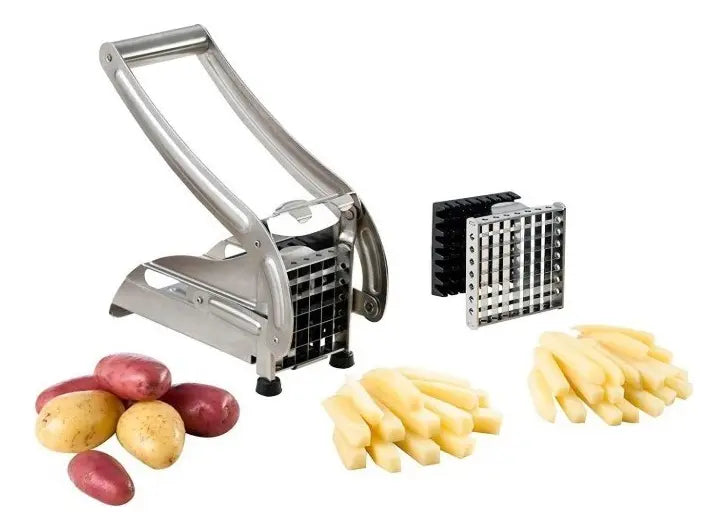 Cortador de Papas Fritas Industrial de Acero Inoxidable Gris