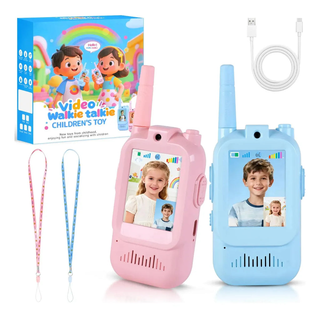 Leaxmiour Walkie Talkies de Video para Niños con Cámara Rosa