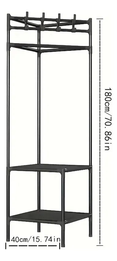 Basik Estante Perchero Triangular Esquinero Organizador Ropa Negro 4 Ganchos