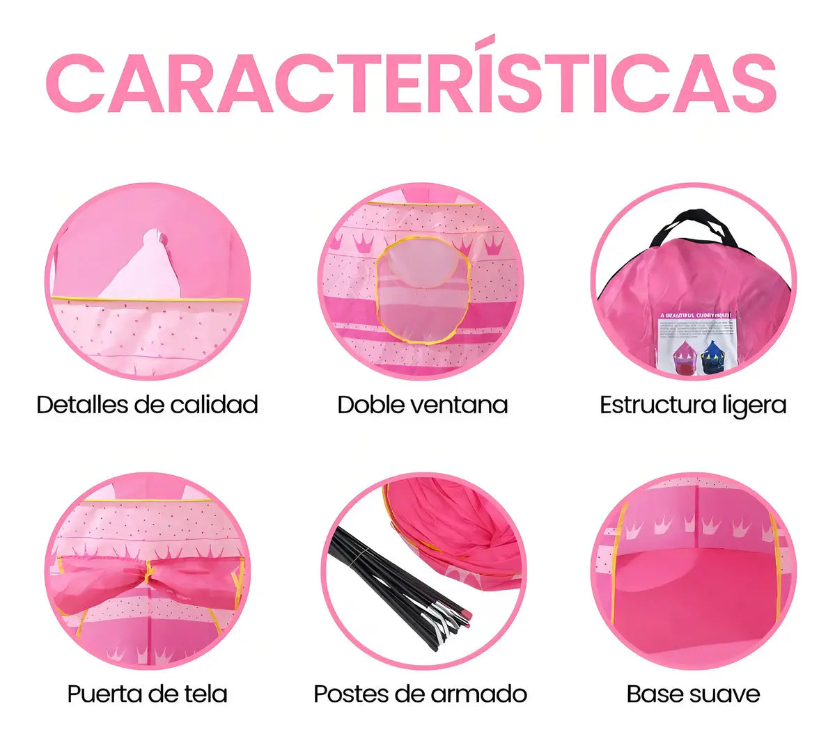 Breezee Market Castillo Infantil Plegable Interior Exterior Rosa para Niños