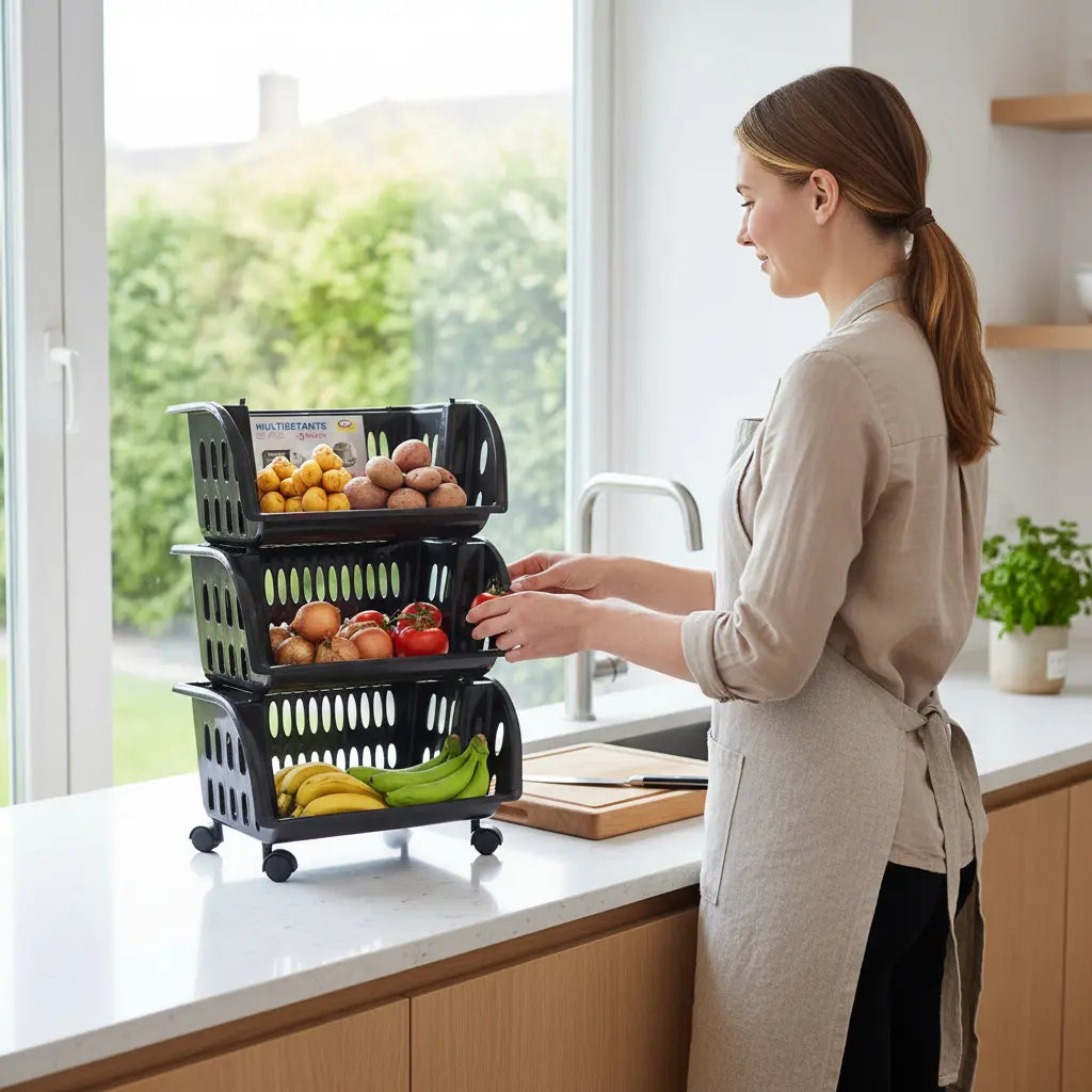 Novedades Plasticas Multiestante Elipse 3 Niveles con Ruedas Organizador
