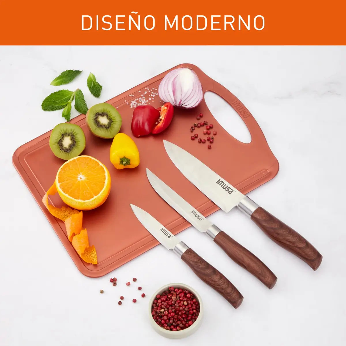 Imusa Talent Set de 3 Cuchillos Mango Acabado Madera