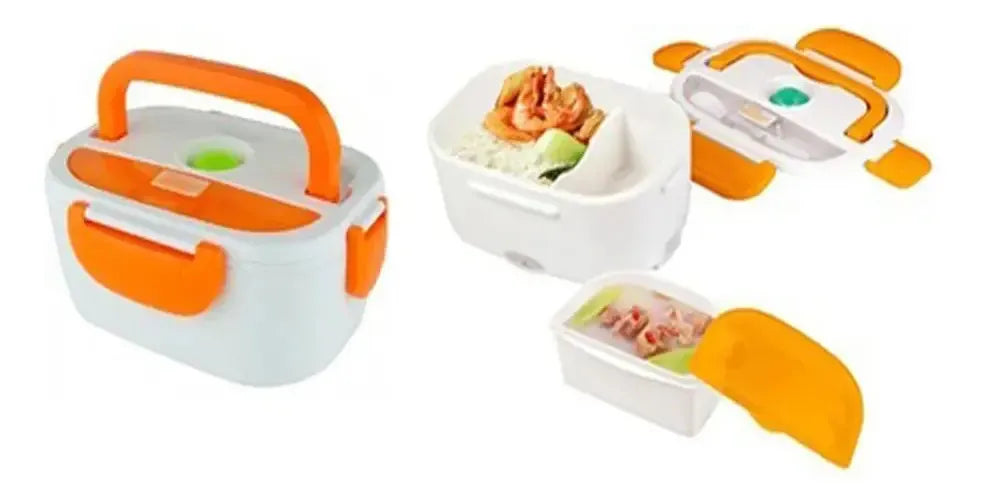 Lonchera Eléctrica Portacomidas Térmica 1.05L con Cuchara Color Naranja