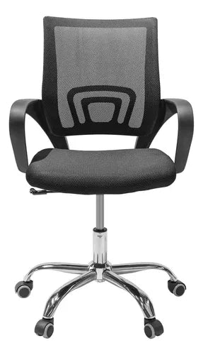 Silla Ejecutiva Ergonómica Base Cromada Malla Transpirable Negra