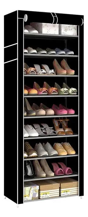 Zebbris Zapatera Armable de 9 Niveles 160x60 cm Negro
