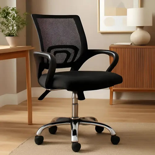 Silla Ejecutiva Ergonómica Base Cromada Malla Transpirable Negra