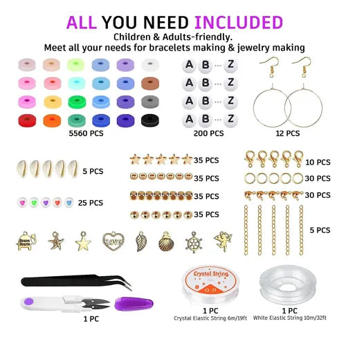 Gionlion Kit de Hacer Pulseras 6000 Cuentas Letra Abecedario