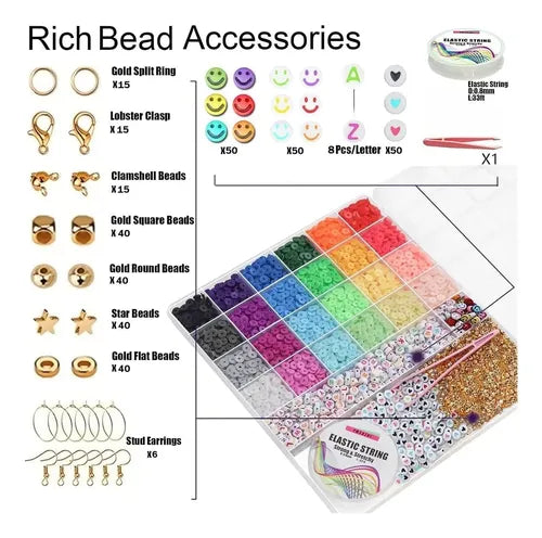 Gionlion Kit de Hacer Pulseras 6000 Cuentas Letra Abecedario