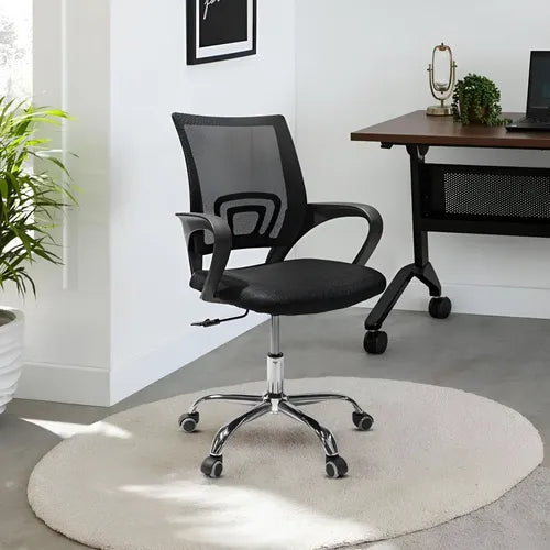 Silla Ejecutiva Ergonómica Base Cromada Malla Transpirable Negra