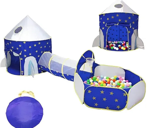 Tiano Carpa Castillo 3 en 1 Túnel Piscina Infantil Azul