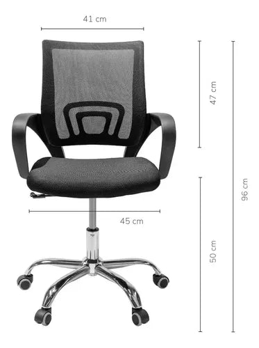 Silla Ejecutiva Ergonómica Base Cromada Malla Transpirable Negra