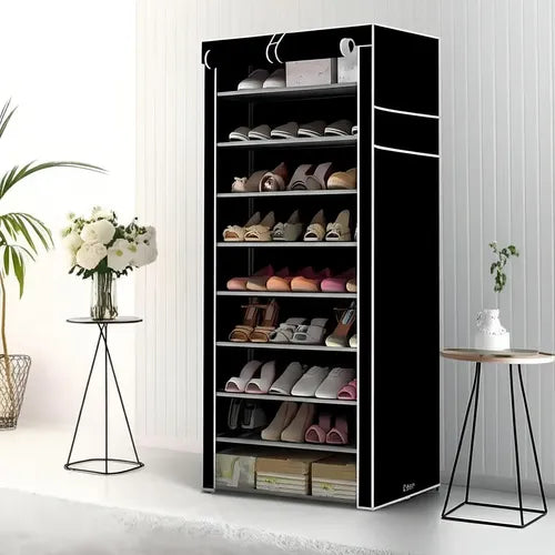 Zebbris Zapatera Armable de 9 Niveles 160x60 cm Negro