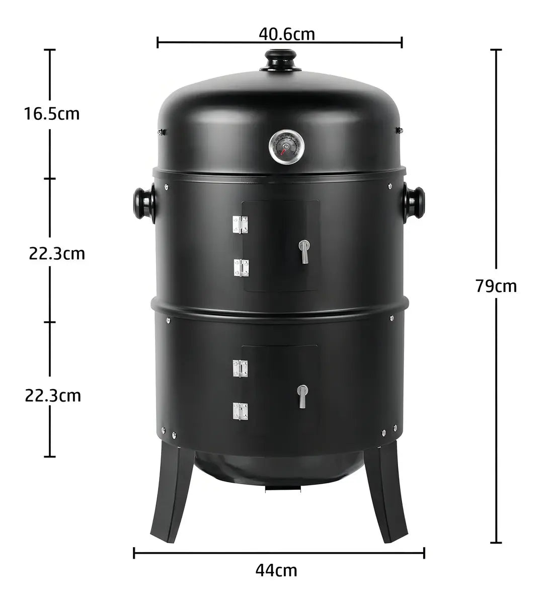 Grill Asador Barril Portátil 3 En 1 Ahumador Parrilla Negro