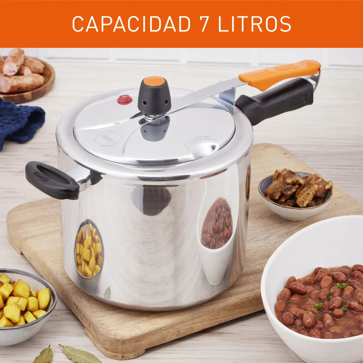 Olla a Presión Imusa SecuryPlus 7 Litros Aluminio Plateado