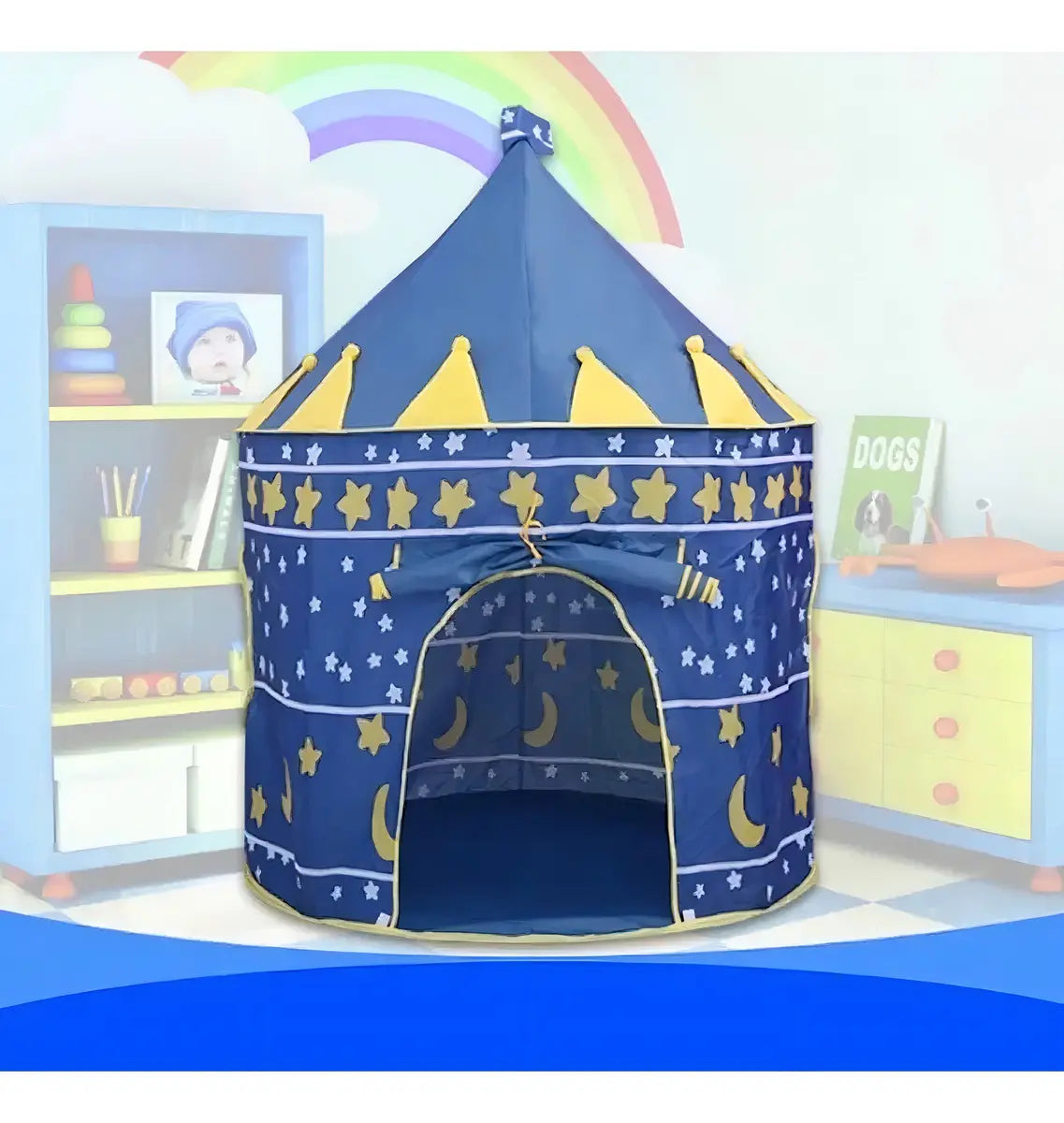 Castle Carpa Castillo Infantil Plegable Portátil Azul 1.35m