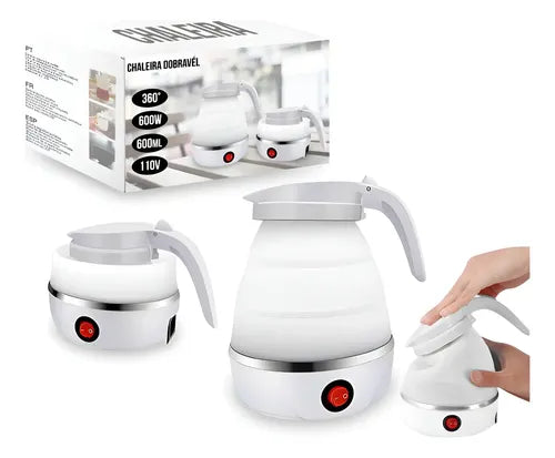 Tataliken Hervidor Eléctrico Plegable Silicona 600ml Portátil Blanco