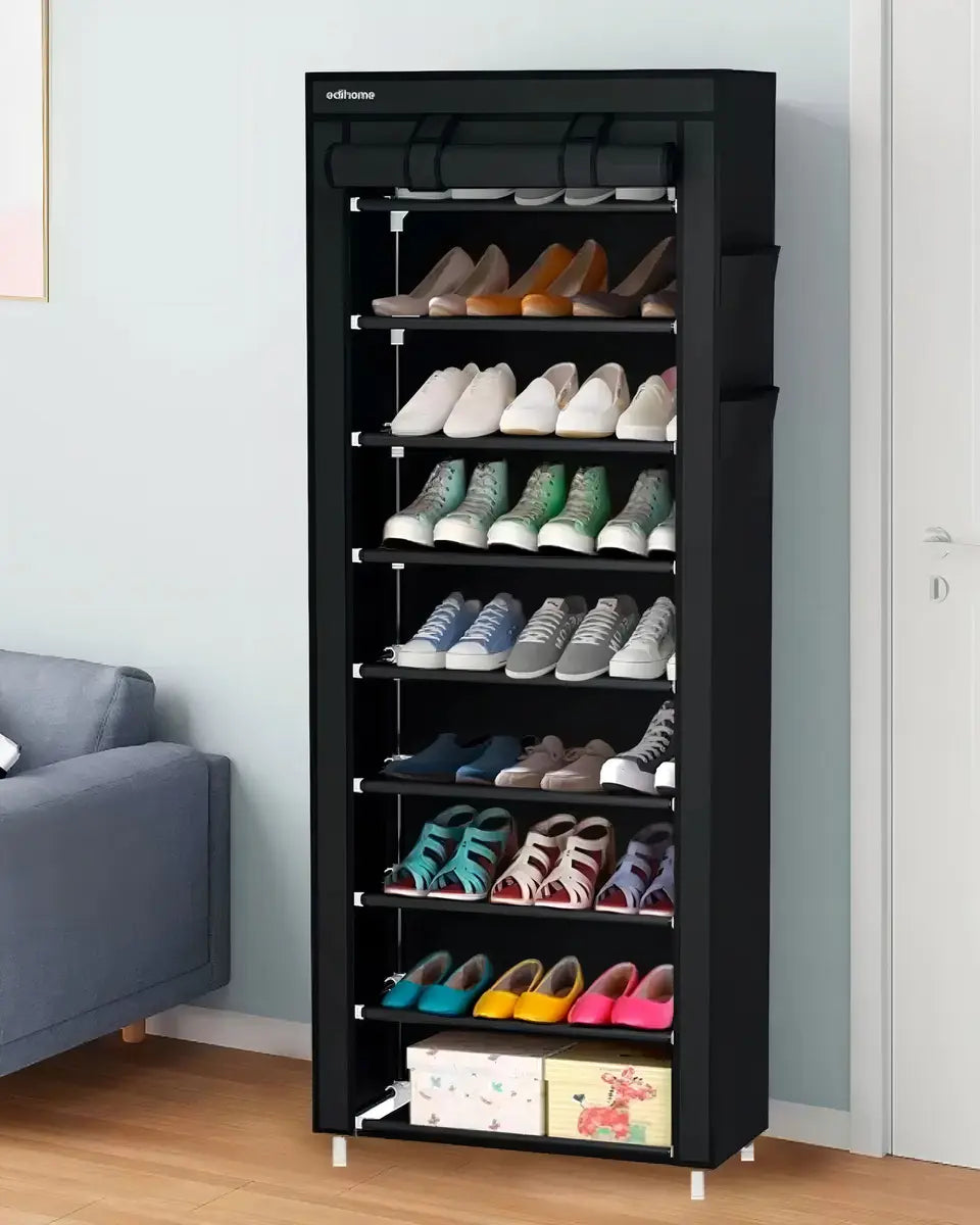 Zebbris Zapatera Armable de 9 Niveles 160x60 cm Negro