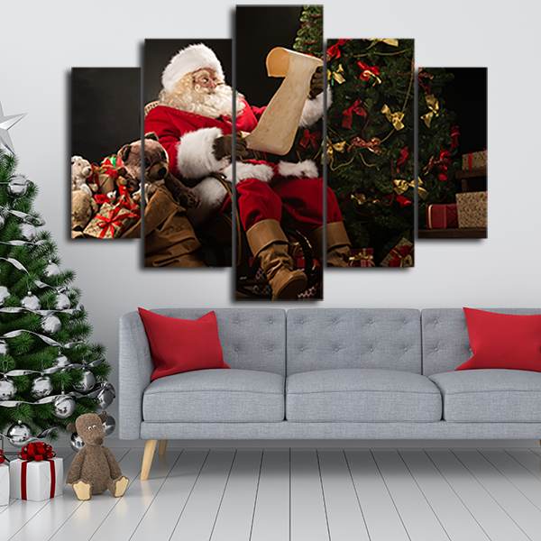 Cuadro 5 Piezas Navidad Decorativo de Madera 114x78 cm