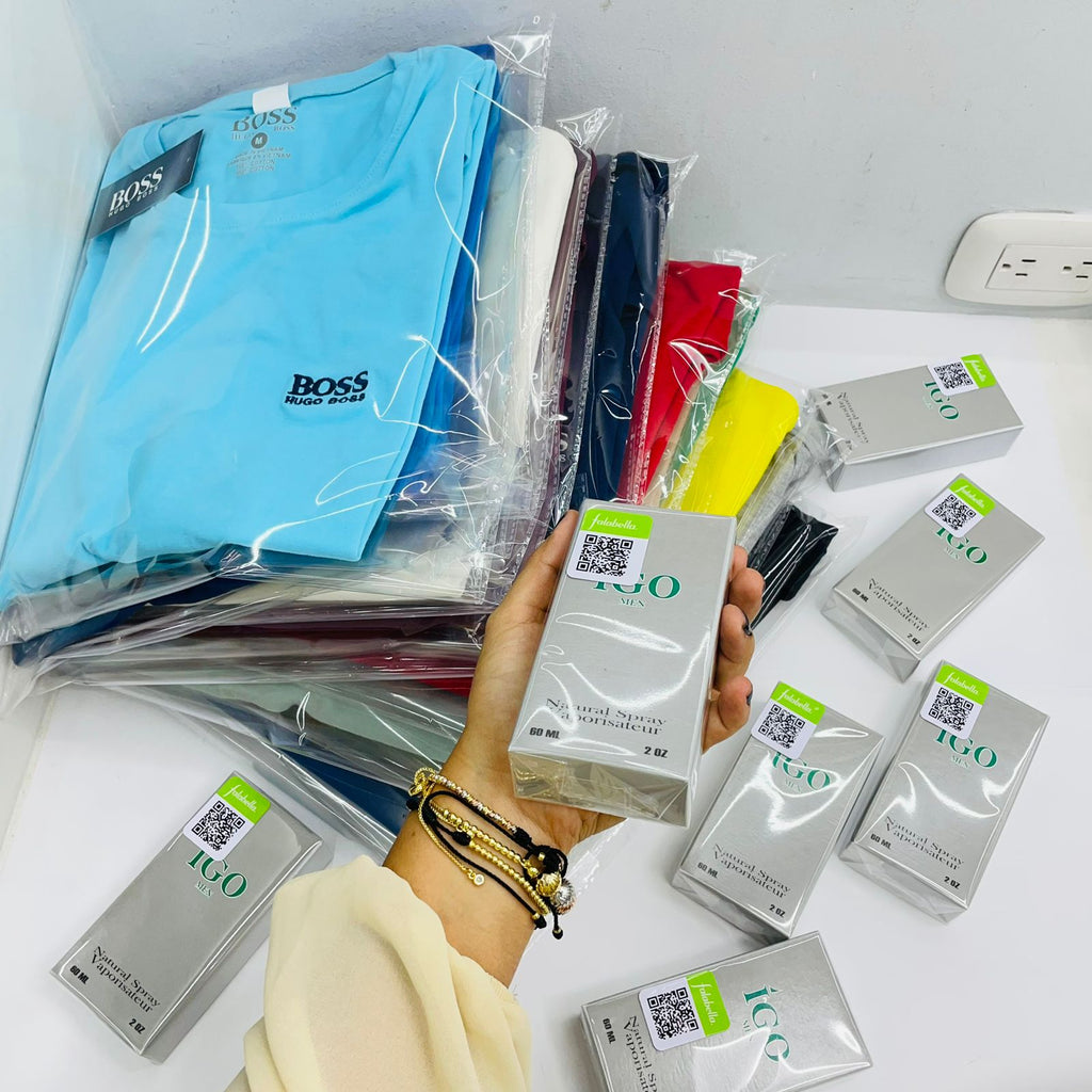 Kit 5 Camisetas Estilo Hugo Boss y Perfume Acqua Gio