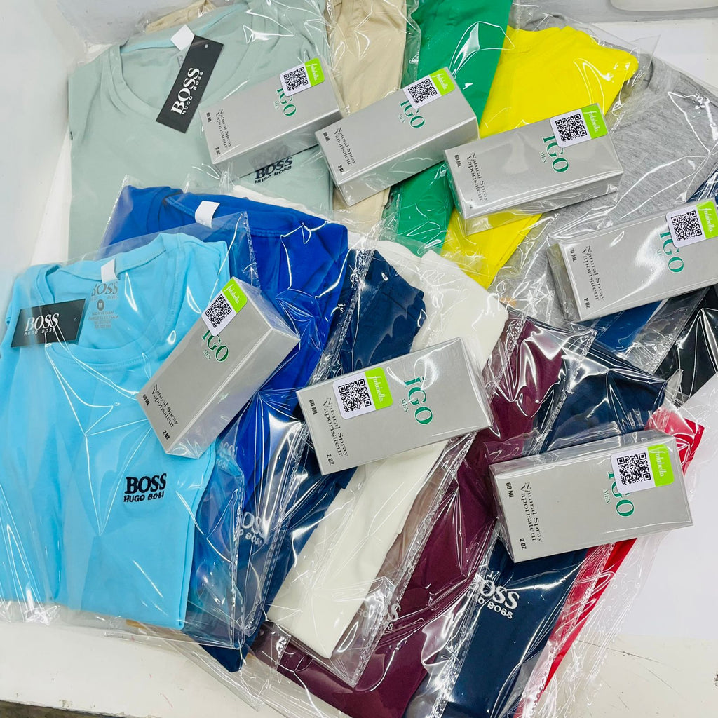 Kit 5 Camisetas Estilo Hugo Boss y Perfume Acqua Gio