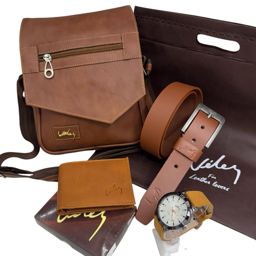 Velez Lancelot Combo de Accesorios de Cuero con Reloj SRG