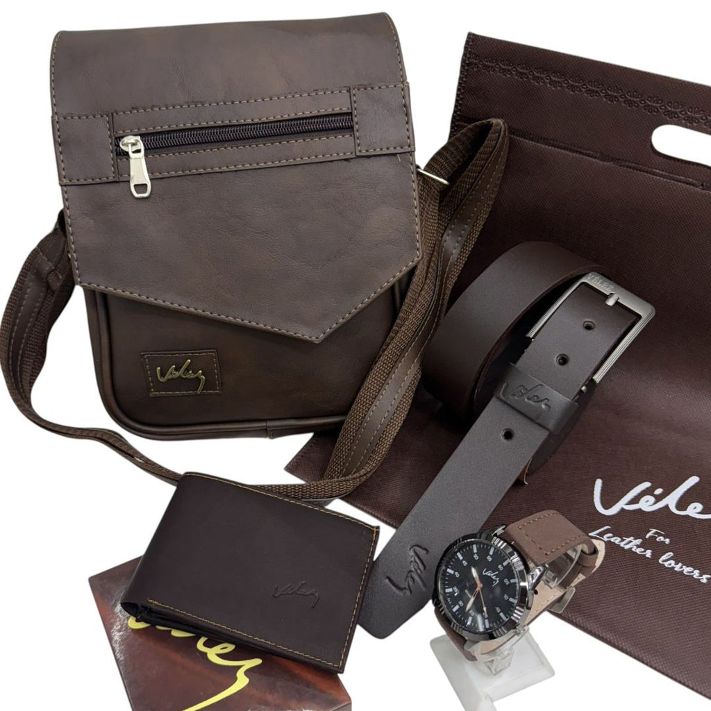 Velez Lancelot Combo de Accesorios de Cuero con Reloj SRG