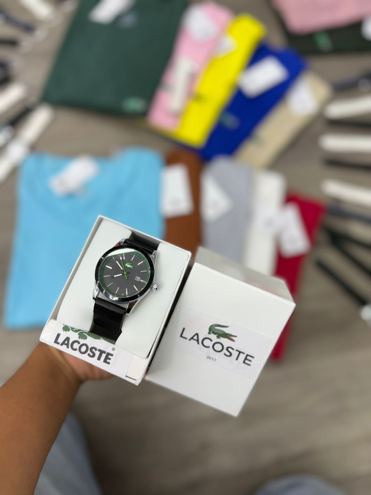 Lacoste Kit de 5 Camisetas Algodón Licrado y Reloj