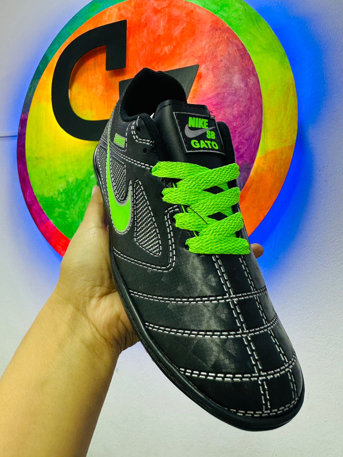 Guayo Mercurial Sintética Fútbol Negro Verde