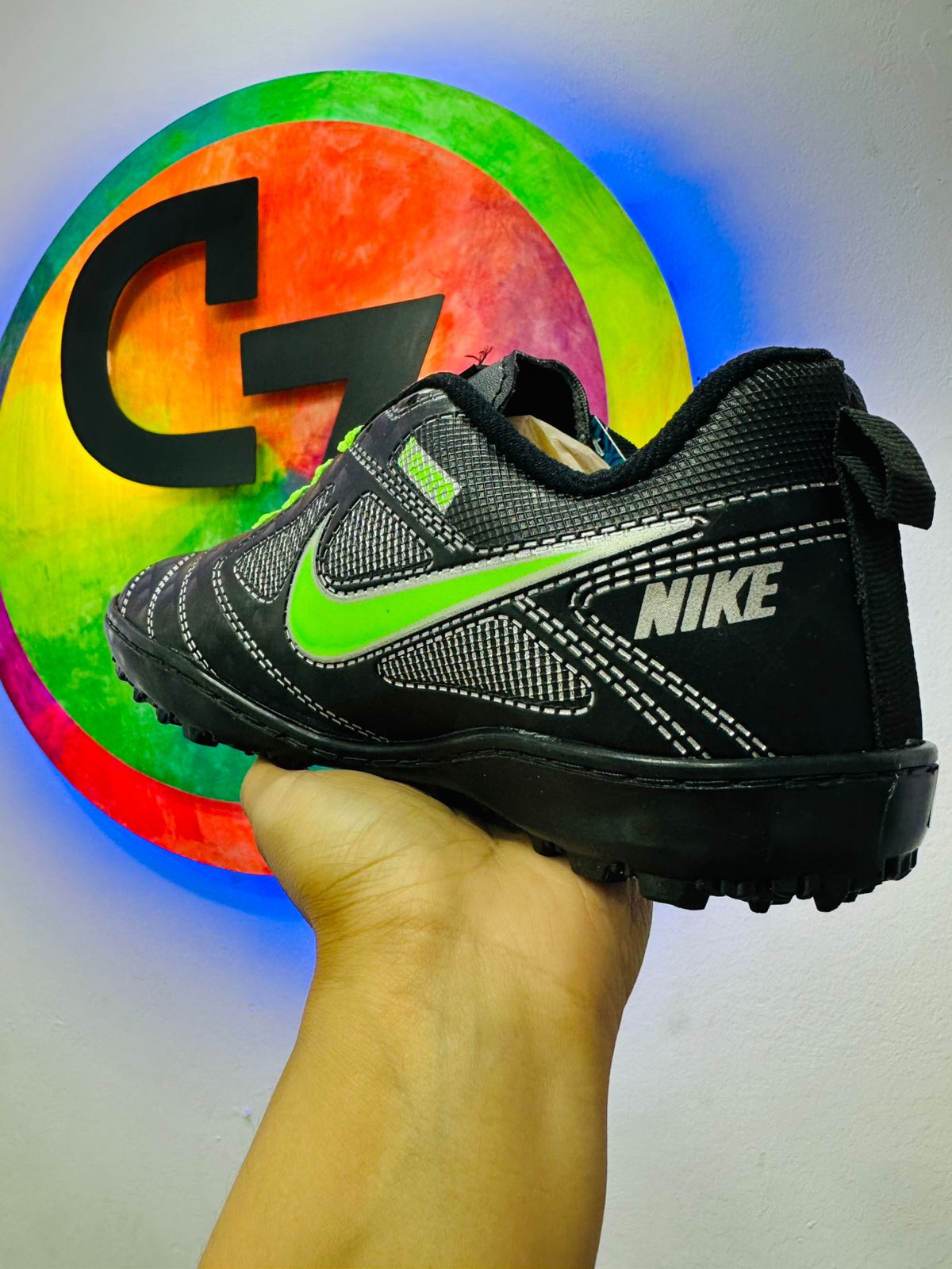 Guayo Mercurial Sintética Fútbol Negro Verde