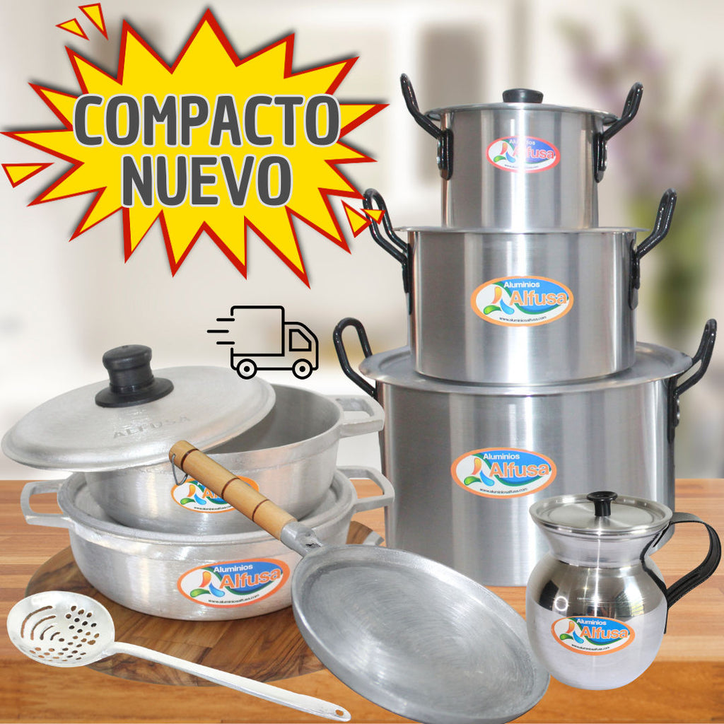 Alfusa Juego de Ollas Caldero Compacto Aluminio 8 Piezas