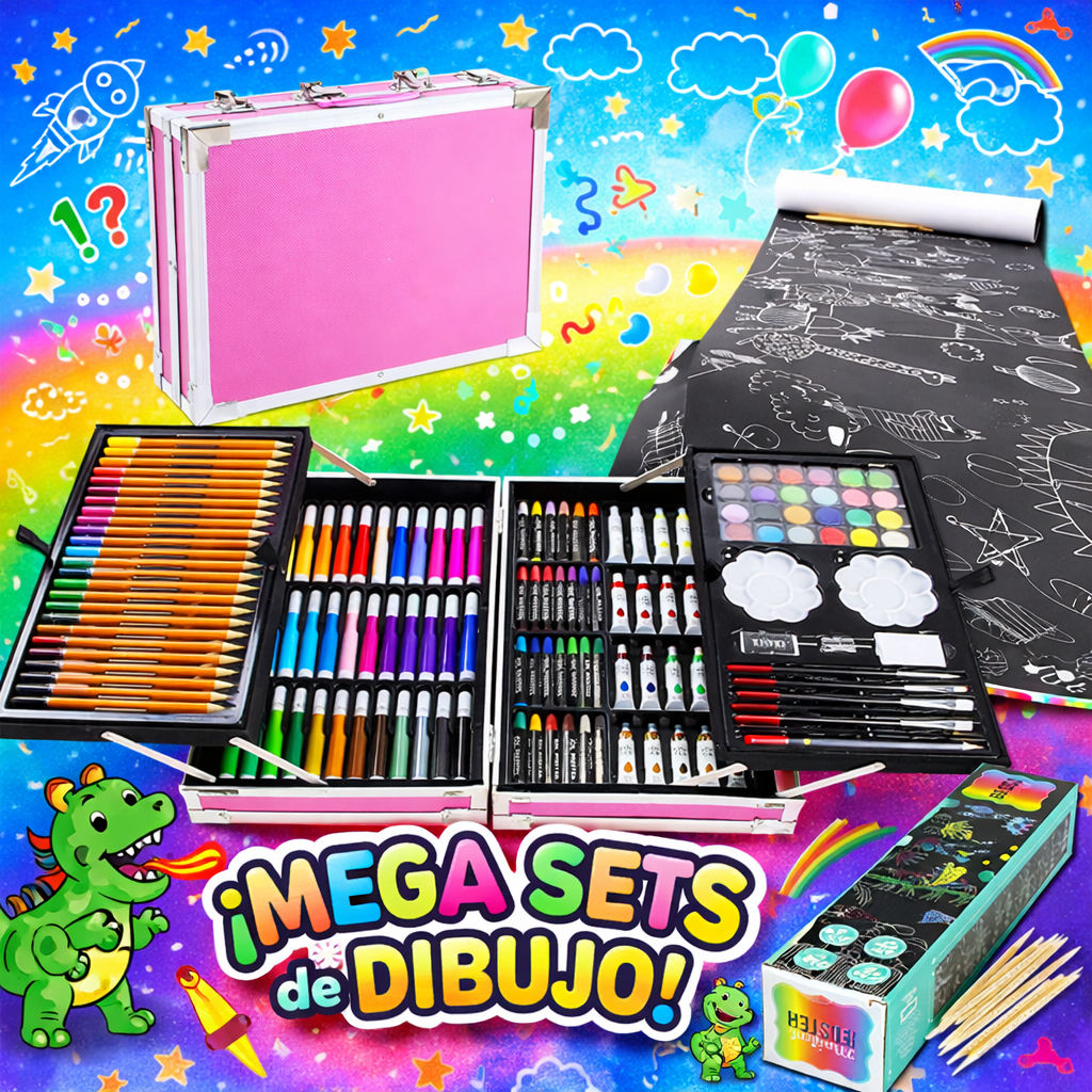 Set Arte 145 Piezas Estuche Metálico y Rollo Póster