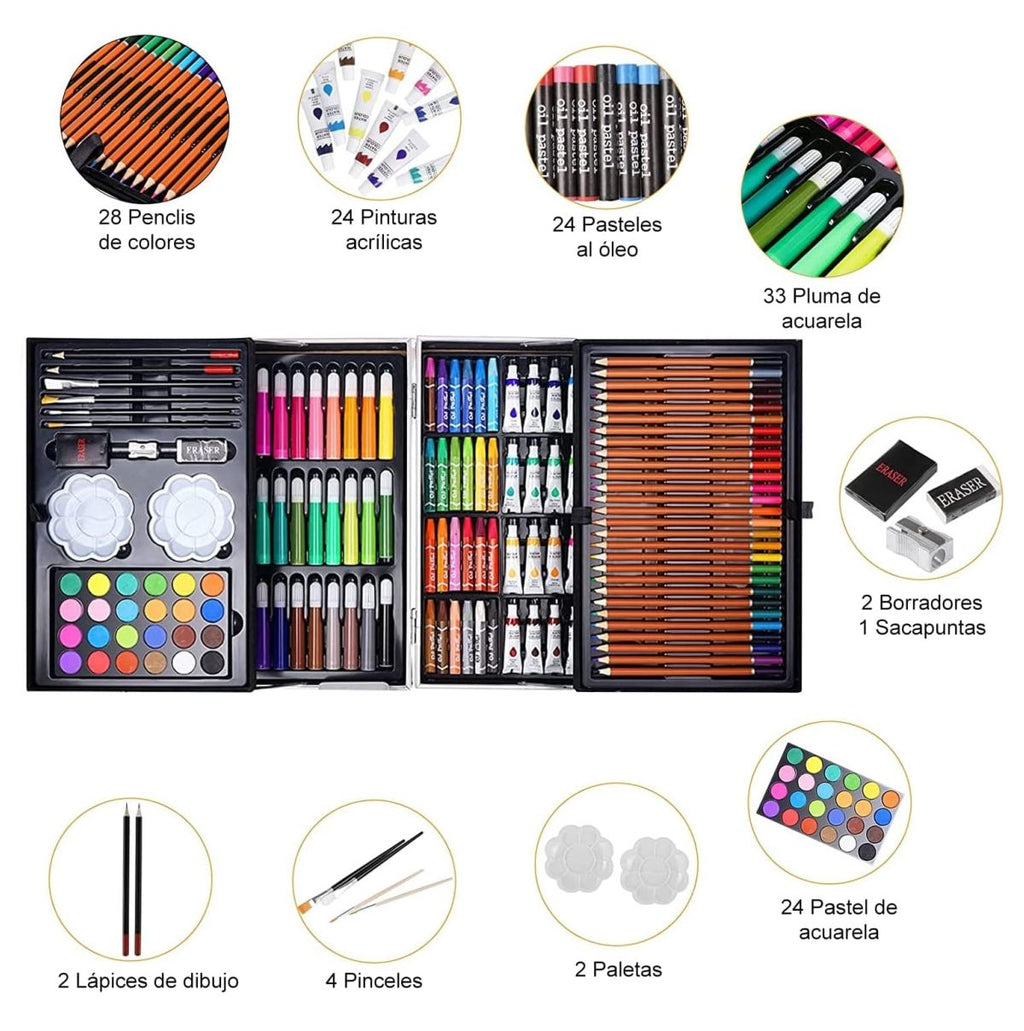 Set Arte 145 Piezas Estuche Metálico y Rollo Póster