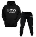 Hugo Boss Conjunto Deportivo Algodón Perchado Negro Logo Blanco