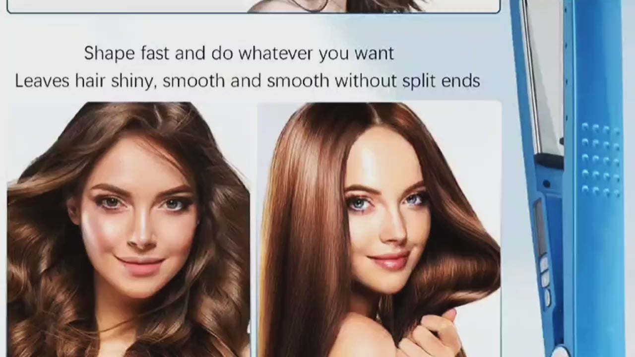 Plancha de Cabello Nano Titanio, Azul, 450ºF - Ultra Rápida, Doble Función,